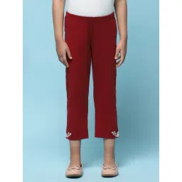 BIBA Girls Maroon Solid Capri-picture-17