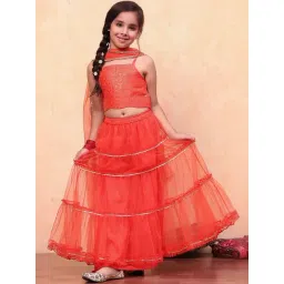 Biba Girls Orange Embellished Lehengas & Skirt Sets-picture-48