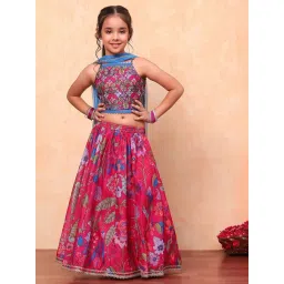 BIBA Girls Pink & Blue Embellished Lehenga, Choli with Dupatta-picture-42
