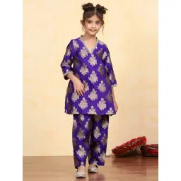 BIBA Girls Purple Printed Suit Set-picture-31