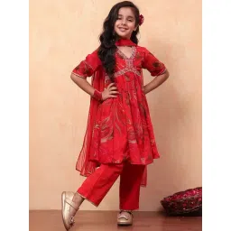 Biba Girls Red Printed Kurta set-picture-37