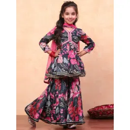 BIBA Girls Teal Printed Suit Set-picture-41