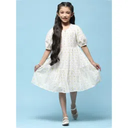 BIBA Girls White Self Design Dress-picture-25