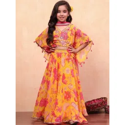 Biba Girls Yellow & Pink Embellished Lehengas & Skirt Sets-picture-22