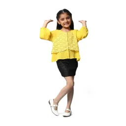 BIBA Girls Yellow Cotton Embroidered Full Sleeves Top-picture-20