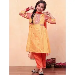 Biba Girls Yellow Cotton Printed Kurta set-picture-44