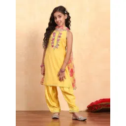BIBA Girls Yellow Embroidery Suit Set-picture-40