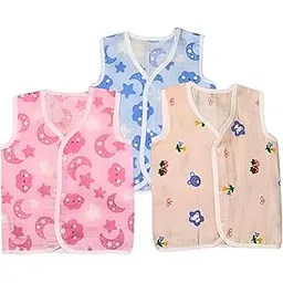 Bibs & cribs Soft Cotton Muslin Sleeveless Jhablas for New Born Baby Boys and Girls 0-3 Months Pack of 3 Comfortable Infant Vest Summerwear Regular Fit for Daily Use Jhabla-picture-23