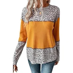 bifanxi Sweater for Women Printed Waffle Knit Long Sleeve Pullover Crew Neck Winter-picture-30