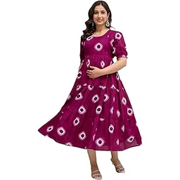 Biffy Women;s Rayon Anarkali Maternity Feeding Kurti with Both Side Hidden Zipper Maternity Gown-picture-48