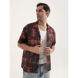 Big Bunny Men Comfort Oversized Fit Abstract Printed Cuban Collar Linen Casual Shirt-image-42