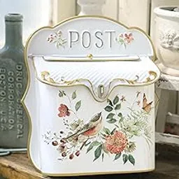 BIG FORTUNE Wall Mount Mailbox for House Outside Vintage Metal Door Mailbox Antique Style Nostalgic Charm Home Decor Garden Vintage English Cottage Decor Flower Patter-picture-21