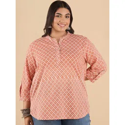 Big Hello - The Plus Life   Ethnic Motifs Printed Mandarin Collar Pure Cotton Kurti-picture-21