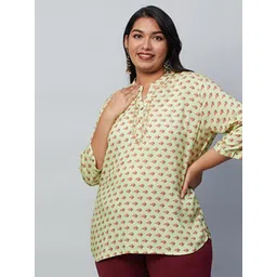 Big Hello - The Plus Life   Ethnic Motifs Printed Mandarin Collar Tunic-picture-25