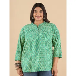 Big Hello - The Plus Life Printed V-Neck Pure Cotton Kurti-picture-33