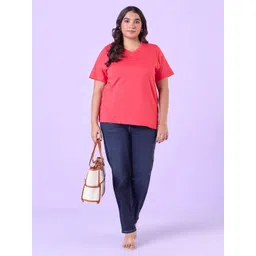 Big Hello - The Plus Life   V-Neck Cotton T-shirt-picture-27