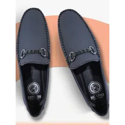 Big Liner Men Blue Solid Synthetic Leather Loafers-picture-12