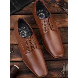 Big Liner Men Tan Synthetic Solid Pointed Toe Lace-Ups Formal Shoes-picture-31