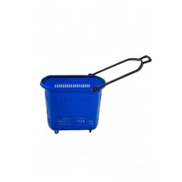 Bigapple 30L Plastic Blue Shopping Basket with 4 Small Wheels, BA-BASKET30L-BLUE image 3
