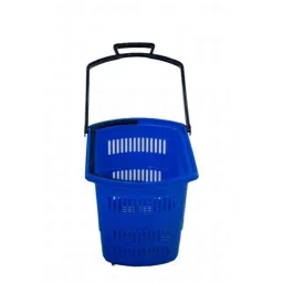 Bigapple 30L Plastic Blue Shopping Basket with 4 Small Wheels, BA-BASKET30L-BLUE image 2