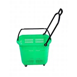 Bigapple 42L Plastic Green Shopping Basket with 4 Small Wheels, BA-BASKET42L-GREEN-picture-38