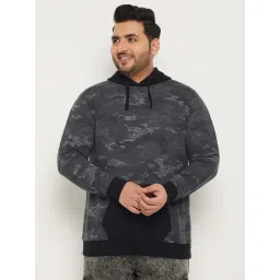 bigbanana Dark Grey Regular Fit Printed Cotton Plus Size Hooded Sweatshirt-picture-14