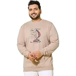 bigbanana Men Plus Size Beige Printed Full Sleeve Sweatshirt-picture-34