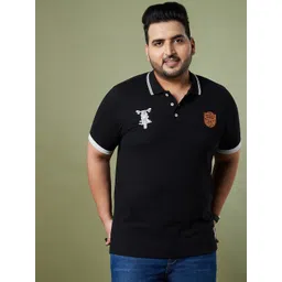 bigbanana Men Plus Size Black Polo Collar Bio Finish T-shirt-picture-33