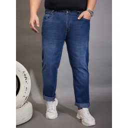 bigbanana Men Plus Size Blue Comfort Low-Rise Heavy Fade Stretchable Jeans-picture-24