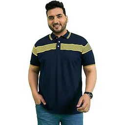 Bigbanana Men Plus Size Colorblock Navy Blue Polo Tshirts-picture-17