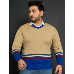 bigbanana Men Plus Size Colourblocked Striped Pullover Sweater-picture-10
