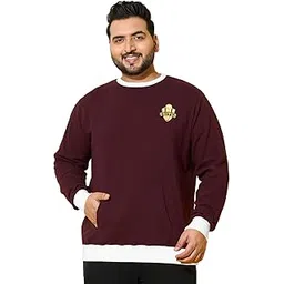 bigbanana Men Plus Size Maroon Solid Full Sleeve Sweatshirt-picture-40
