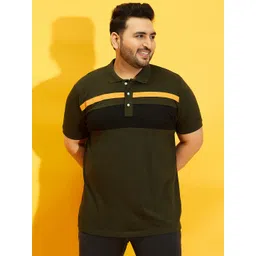bigbanana Men Plus Size Olive Green Polo Collar Short Sleeves T-shirt-picture-38