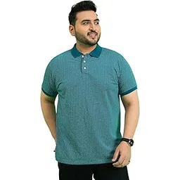 bigbanana Men Plus Size Printed Teal Polo Tshirts-picture-13