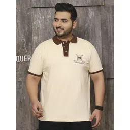 bigbanana Men Plus Size Pure Cotton Solid Beige Tshirts-picture-40