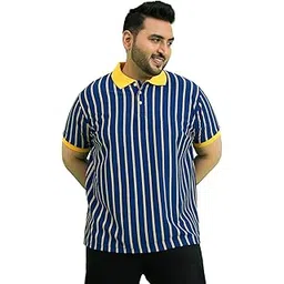 bigbanana Men Plus Size Stripe Blue Polo Tshirts-picture-13