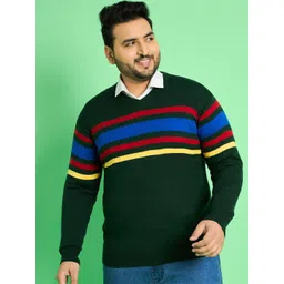 bigbanana Men Plus Size Striped Pullover Sweater-picture-36