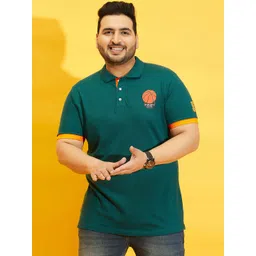 bigbanana Men Plus Size Teal Blue Polo Collar Cotton T-shirt-picture-39
