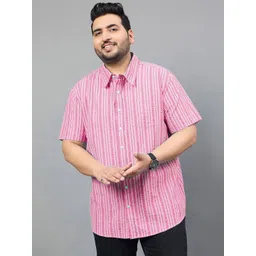 bigbanana Men Plus Size Vertical Stripes Striped Classic Pure Cotton Casual Shirt-picture-22