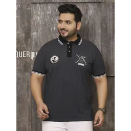 bigbanana Men Pure Cotton Plus Size Solid Grey Tshirts-picture-26