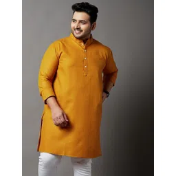 bigbanana Men Solid Cotton Blend Straight Kurta-picture-14