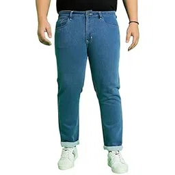 bigbanana Men's Plus Size Solid Blue Jeans-picture-23