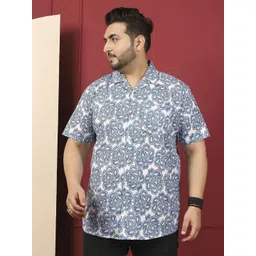 bigbanana Plus Size Floral Printed Short Sleeves Pure Cotton Shirt-picture-19