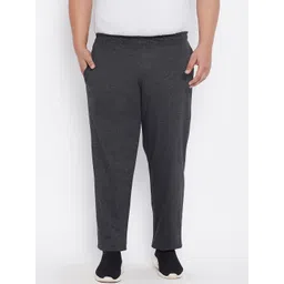 bigbanana Plus Size Men Charcoal Grey Solid Trackpant-picture-30