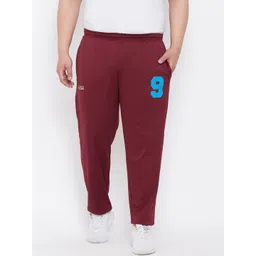 bigbanana Plus Size Men Maroon Solid Straight-Fit Track Pants-picture-33
