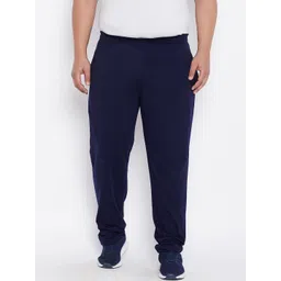 bigbanana Plus Size Men Navy Blue Solid Trackpant-picture-13