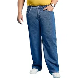 bigbanana Plus Size Men's Baggy Fit Solid Jeans-picture-29