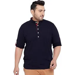 bigbanana Plus Size Men's Regular Fit Solid Henley Tshirt-picture-50