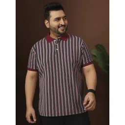 bigbanana Plus Size Striped Polo Collar Anti Odour T-shirt-picture-26