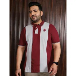 bigbanana Plus Size Striped Polo Collar Bio Finish Cotton T-shirt-picture-30